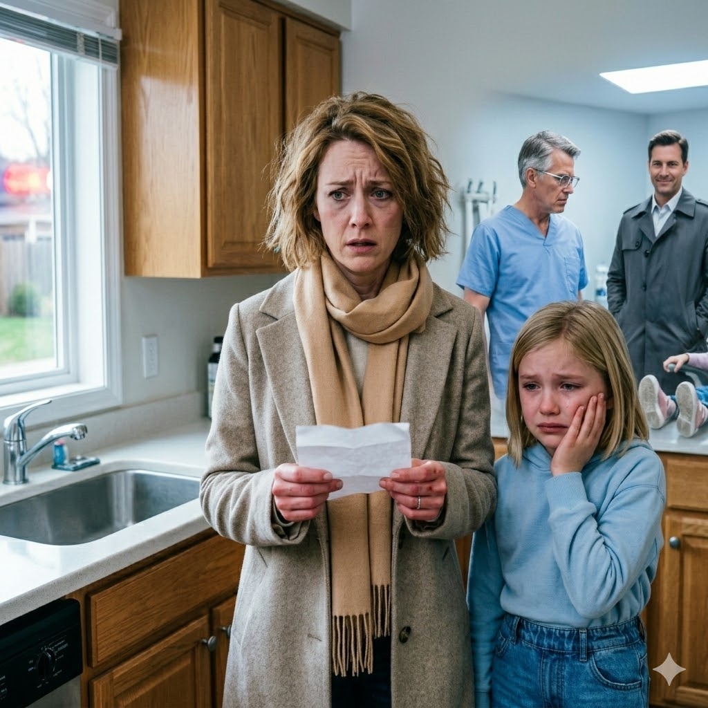 My ten-year-old daughter said her tooth hurt, so I planned to take her to the dentist. Suddenly, my husband insisted on coming along. During the exam, the dentist kept staring at him. On the way out, he silently slipped something into my coat pocket. When I read it at home, my hands started shaking and I went straight to the police.