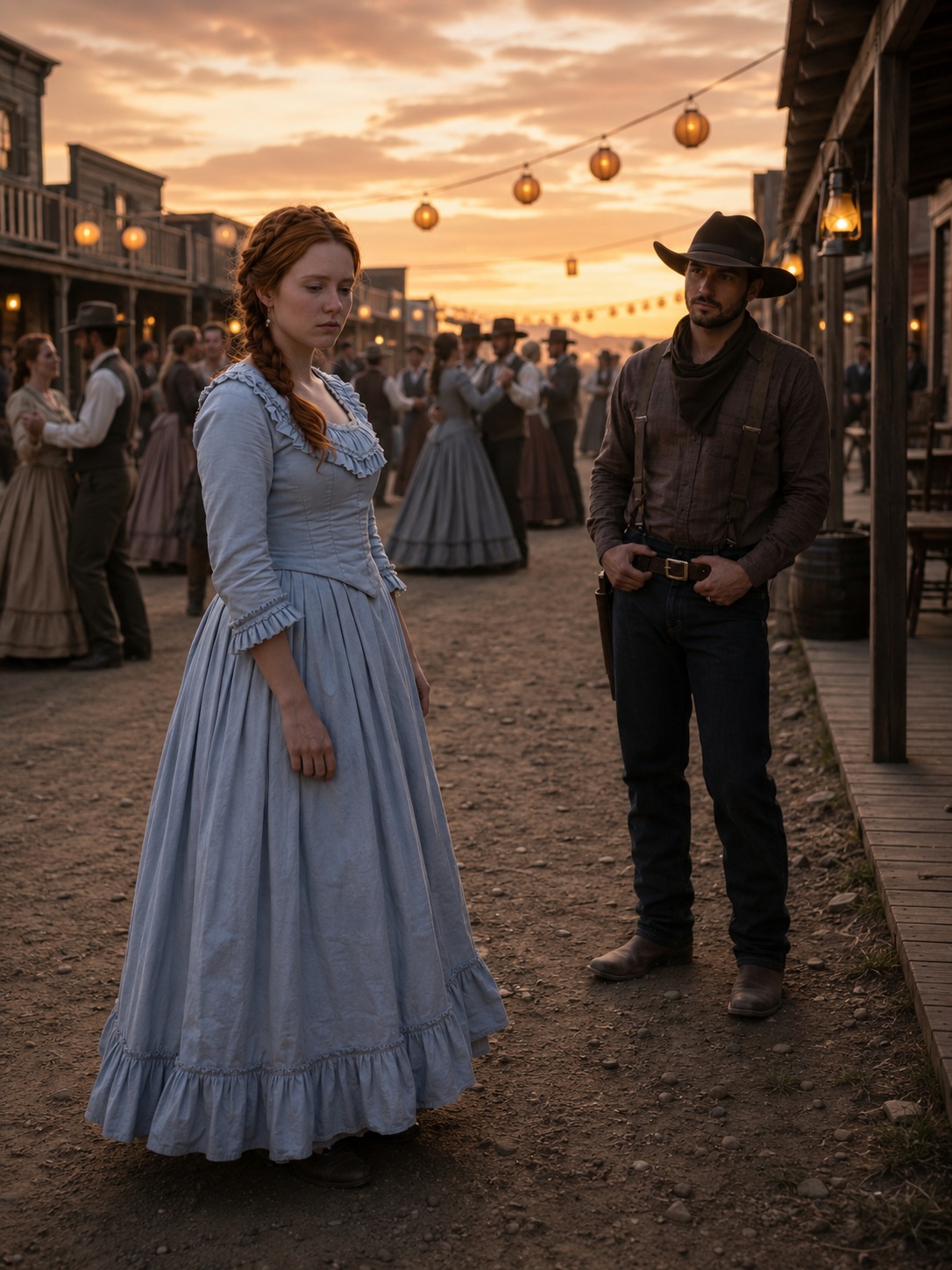 The Whole Town Let The Quiet Store Girl Stand Alone At The Summer Dance In Her Handmade Blue Dress—But The Shy Cowboy Watching From The Shadows Saw What They Had Done, And By Harvest Night, The Woman They Mocked Held The Paper That Changed Everything