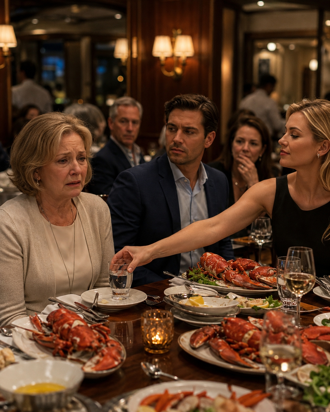 At Dinner, My Daughter-In-Law Ordered Lobster For Everyone Except Me—Then Slid Me A Glass Of Water And Said, “That’s Enough.” My Son Didn’t Stop Her. He Looked At Me And Said, “Know Your Place, Mom.”