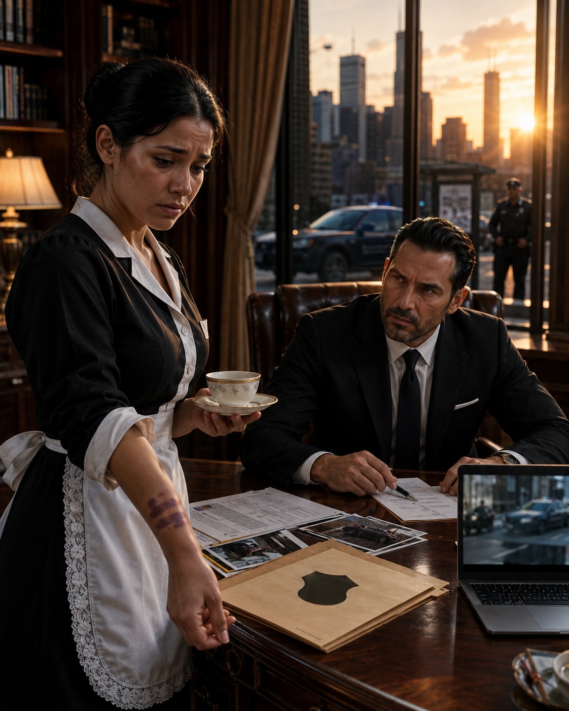 Her Sleeve Slipped While Serving Coffee And Revealed Bruises She Tried To Hide—But When The Mafia Boss Learned The Man Hurting Her Was A Cop, He Didn’t Break The Law To Save Her. He Used The Truth To Destroy The Badge Protecting Him