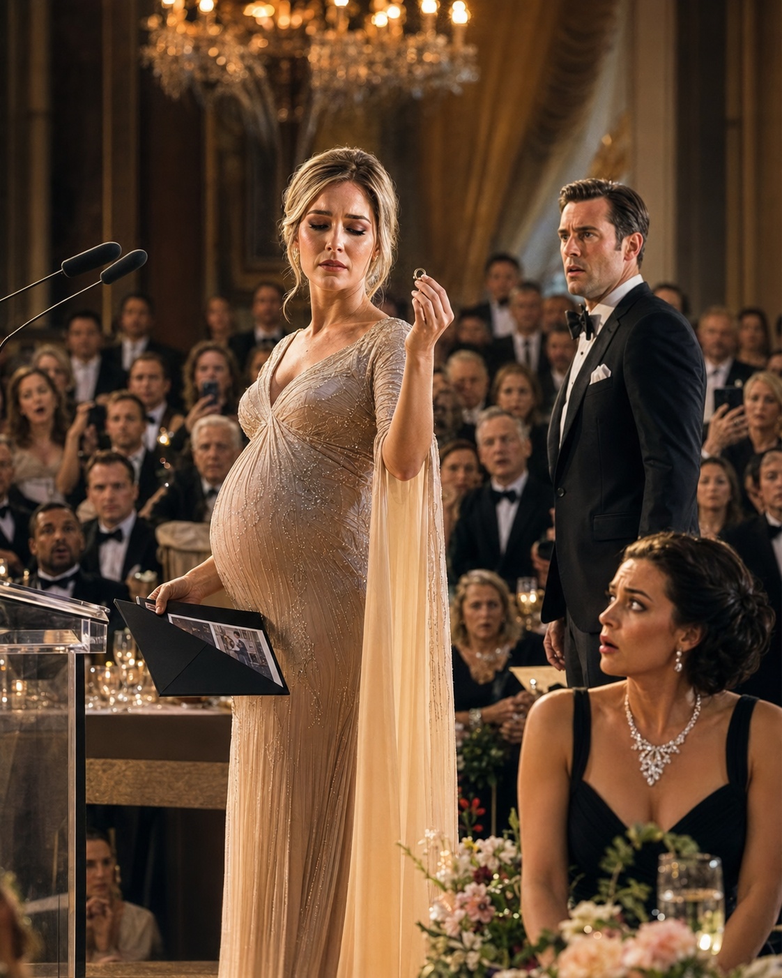 Pregnant Wife Removed Her Ring On Stage After Her Billionaire Husband Called Her Fragile—I Ruined His Reputation By Exposing The Necklace On His Mistress’S Neck And A Black Envelope From…