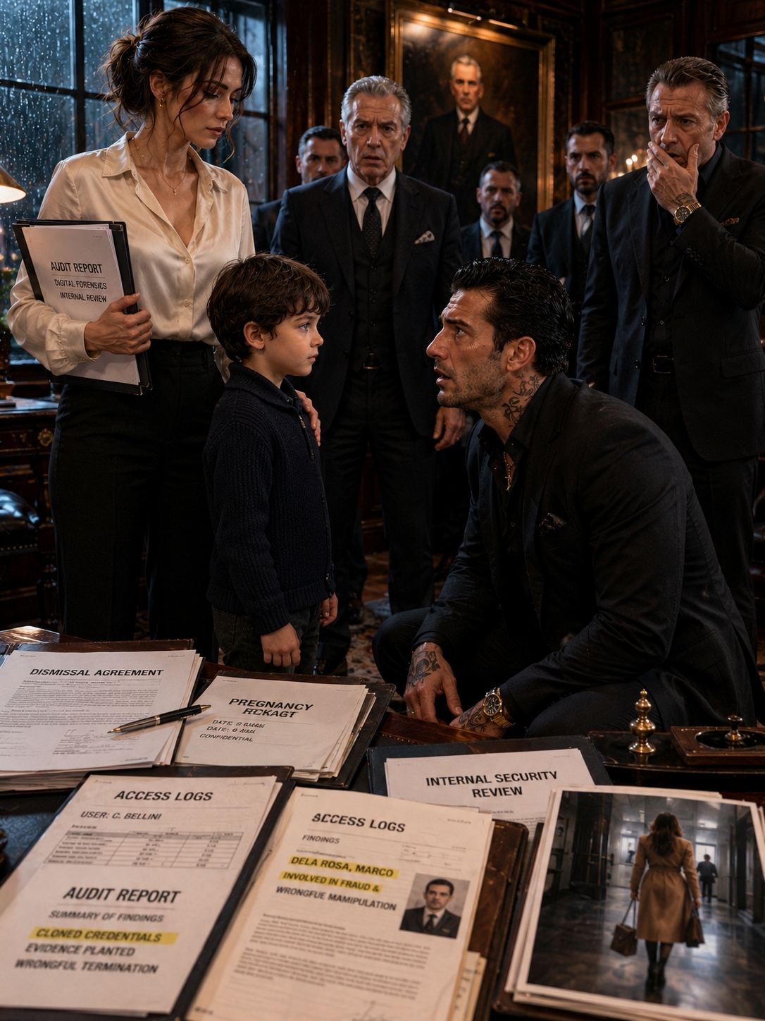 He Forced His Pregnant Assistant To Sign A Dismissal Letter In Front Of His Men—Six Years Later, The Mafia Boss Saw A Little Boy With His Eyes, Then The Audit Files Proved She Had Been Framed By The Man Standing Beside Him