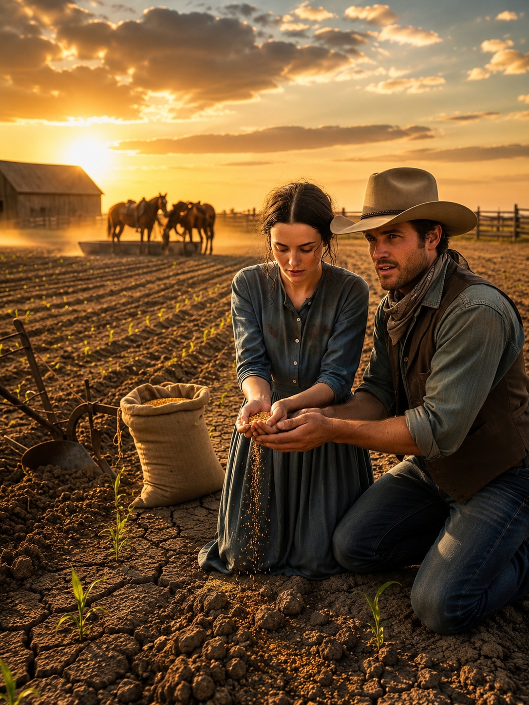The Bank President Laughed When The Orphan Girl Planted Corn In Dead Kansas Soil And Called Her Farm Collateral—But When Her Fields Turned Green, The Cowboy Sleeping In Her Barn Found The Forged Mortgage That Made The Whole Town Stop Laughing