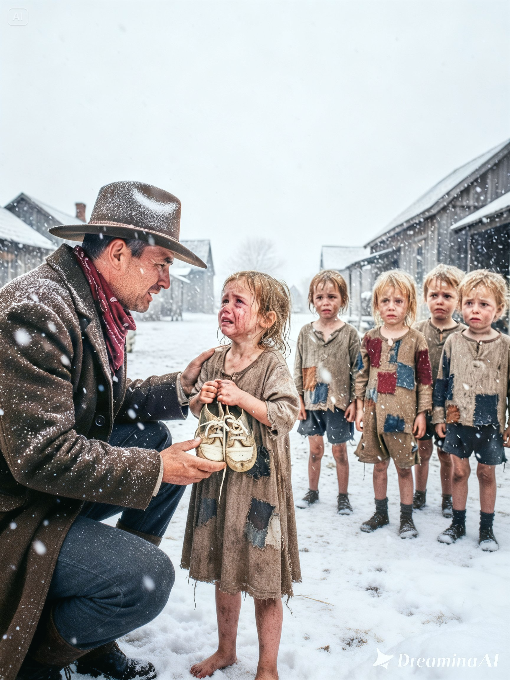 When Five Half-Frozen Children Collapsed at the Fence of the Most Feared Rancher in Wyoming, Their Mother Was Missing, the Town Stayed Silent, and the Powerful Man Hunting Them Never Imagined the Broken Widower He Mocked Would Turn the Whole Valley Against Him