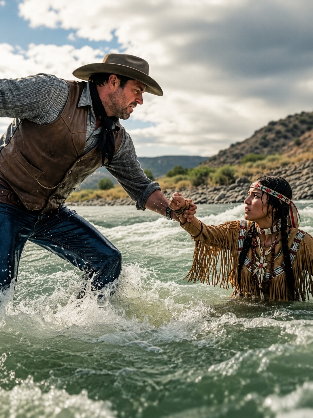 When the Town Dragged a Lone Cowboy Into Court for Saving the Apache Woman Powerful Men Wanted Silenced, He Thought He Was Paying for One Reckless Dive Into a Flooded River; He Didn’t Yet Know the Half-Drowned Stranger, the Sacred Bond, and the Missing Papers Would Ruin an Empire