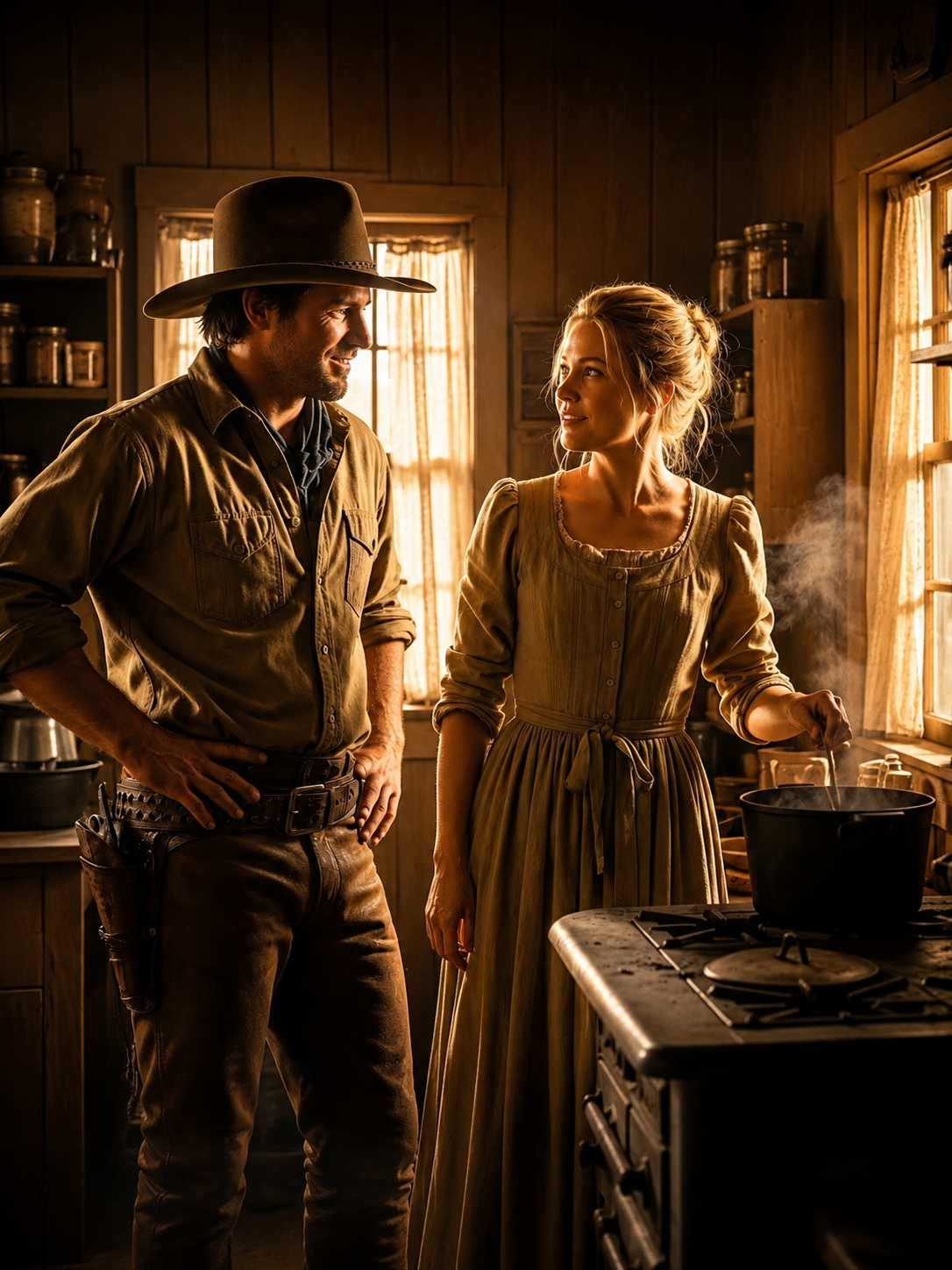 The Widow Came West Wearing Her Funeral Dress to Cook for a Silent Texas Rancher, and Everyone in Willow Creek Thought the Prairie Would Break Her Before Winter—Until One Lonely Kitchen, One Storm, and One Man Who Had Forgotten How to Hope Discovered That Laughter Could Feed More Than Hunger