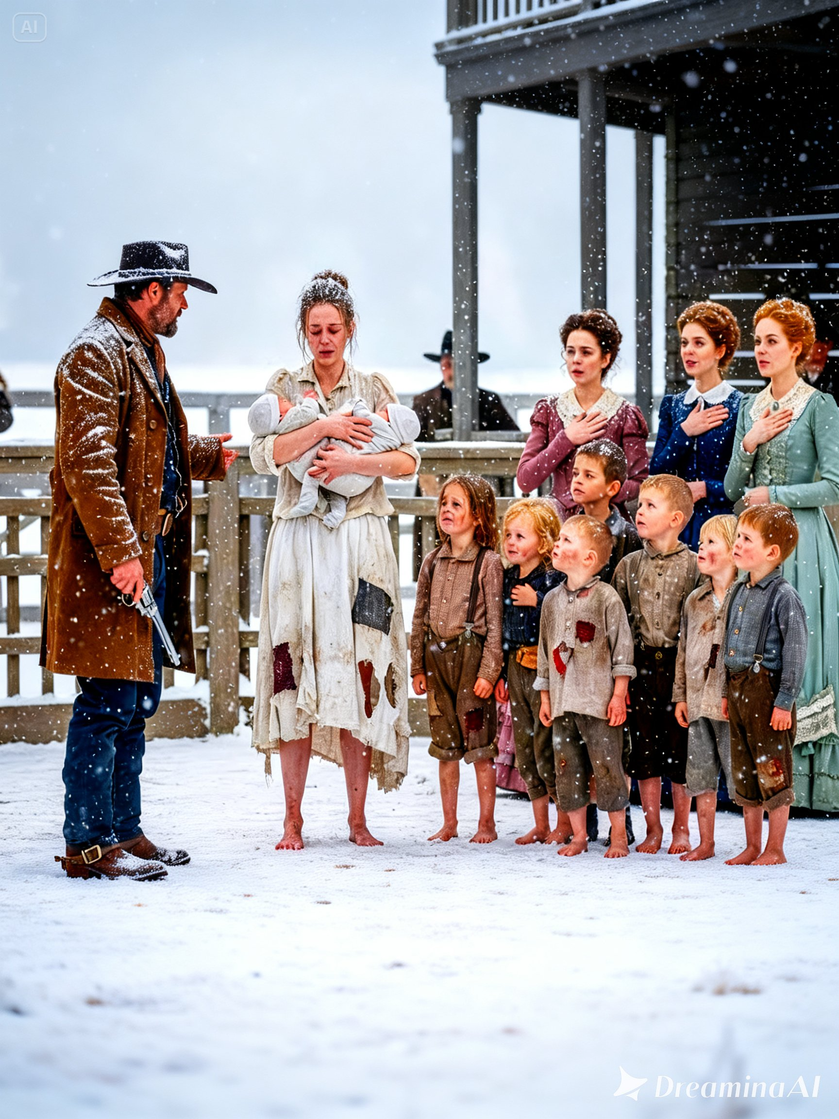 The Town Laughed When Six Men Rejected The Widow With Nine Children On A Frozen Platform, But The Rancher Who Chose Her Found The Ledger Proving They Had All Been Used To Steal His Water Rights