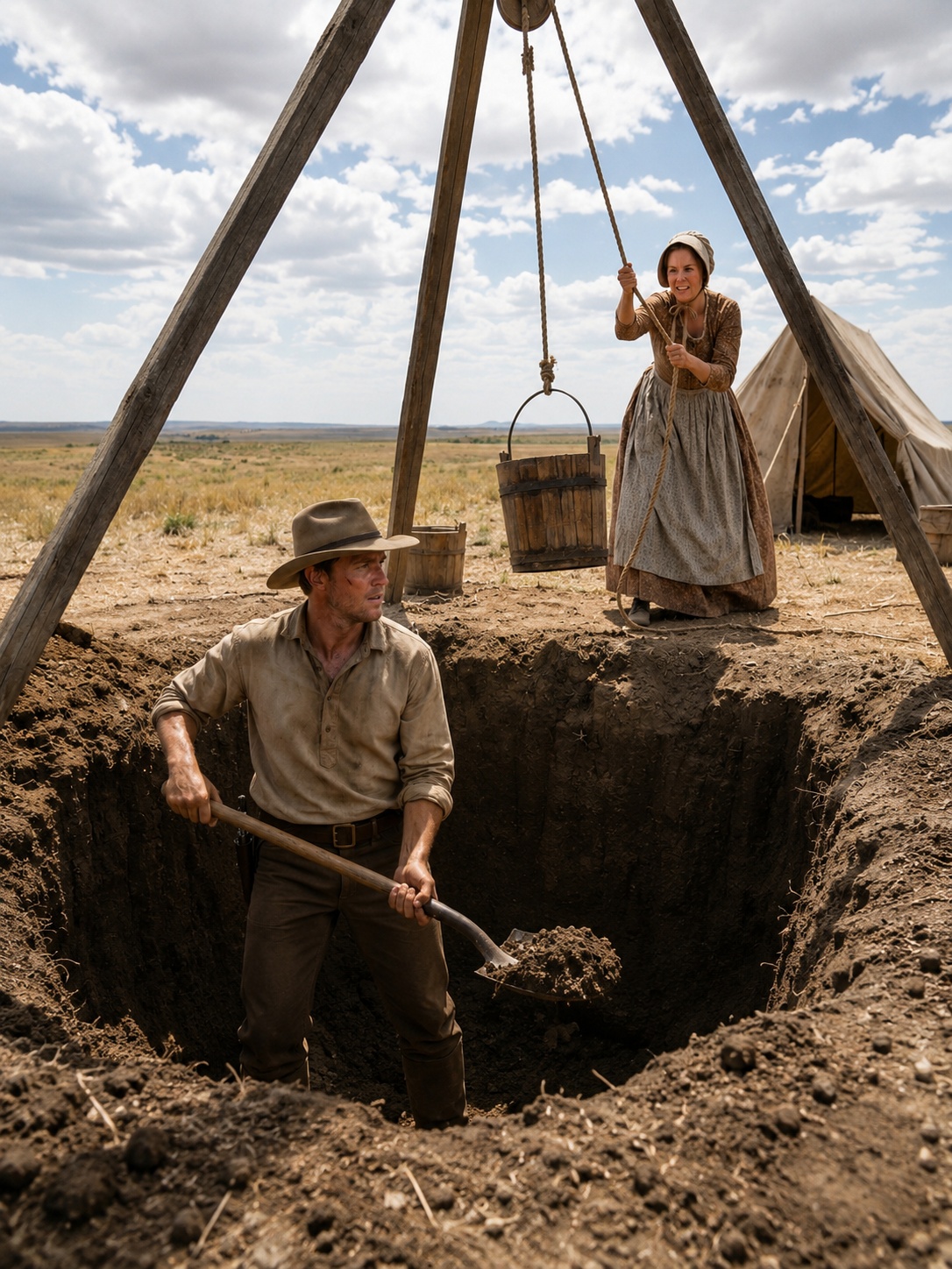 His Cattle Were Dying, The Bank Came For His Family Ranch, And The Whole Town Watched Him Break—Then A Mysterious Woman With Green Eyes Pointed To One Patch Of Dust And Said, “Dig Here”